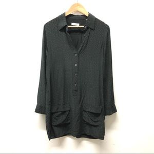 Equipment Silk Polka Dot Mini Shirt Dress Long Sleeve Size S
